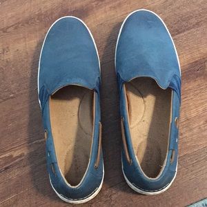 Sperry, slip on, leather top shoes